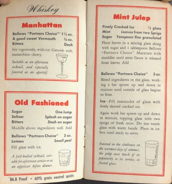 (Cocktails) Bellows & Co. Recipes for Mixed Drinks For Sale