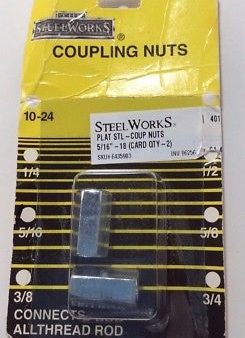 The SteelWorks Coupling Nuts 10-24 5 16 , Set of 2 For Sale