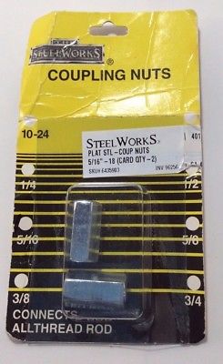 The SteelWorks Coupling Nuts 10-24 5 16 , Set of 2 For Sale