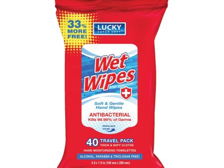 Lucky Super Soft Antibacterial Wet Wipes, 40 Count Sale