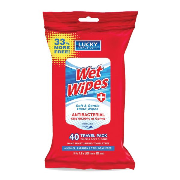 Lucky Super Soft Antibacterial Wet Wipes, 40 Count Sale