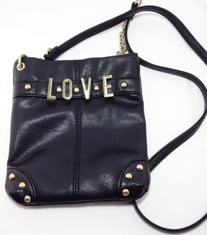 Crossbody Purse Black Purse with LOVE Gold Letters For Cheap