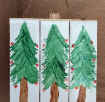 Hand Painted Tile - Christmas Trees Online