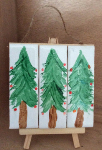 Hand Painted Tile - Christmas Trees Online