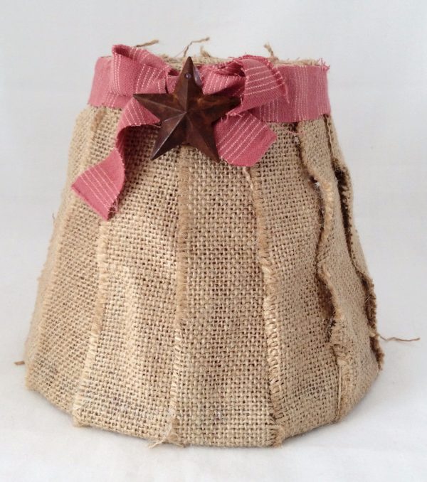 Primitive - Country Style Lamp Shade, Hand wrapped Lamp Shade with Burlap and Home spun fabric Online