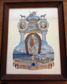 Vintage 1974, Churchill Downs Coat-Of-Arms, Kentucky Derby Framed Poster For Sale