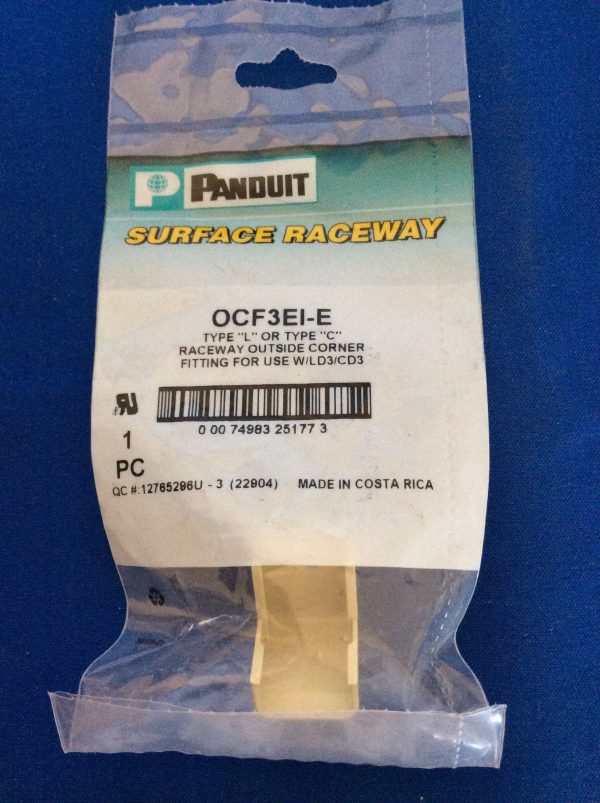 Panduit OCF3EI-E, Raceway Outside Corner, Ivory Fashion