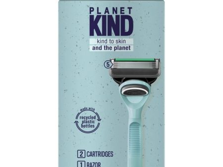 Gillette Planet Kind 5-Blade Razor Kit 1 Handle + 2 Cartridges Hot on Sale