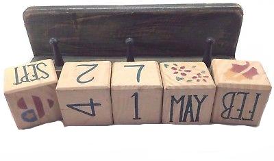 Terry s Village Wood Block Calendar With Shelf, Distressed Green Sale