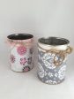 Desk Organizer, Tin Cans Hand Wrapped in Decorative Fabric and Twine For Cheap