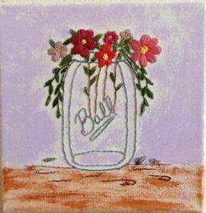 Mason Jar Embroidery Art Embroidery on Canvas Supply