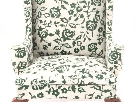 Miniature Queen Anne High Back Chair Floral (Green) For Sale